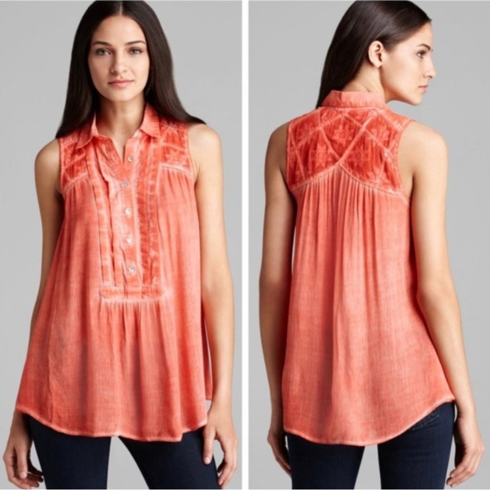 Free People Gauze Aztec Sleeveless Tunic